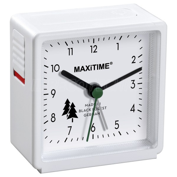Maxitime vekkerur hvit m/hvit tallskive, lys og snooze 0950591