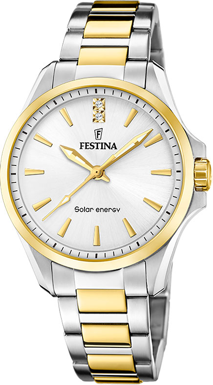 Festina dame, solar,lenke, bic., hvit skive *