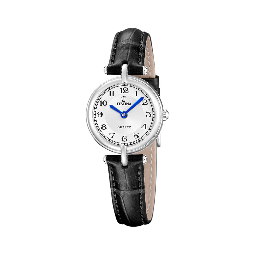 Festina, dame, rem, sort, sølv skive - 5 ATM, Ø 26 mm